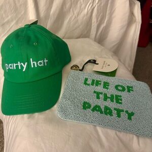 Green Party Hat and Beaded clutch by Kate Spade